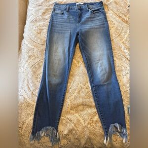 Cello Medium Wash Raw Step Hem Skinny Jeans | Size 9